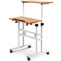 2 in 1 Height Adjustable Sit Standing Computer Desk - Color: White - $2,599.35 MXN