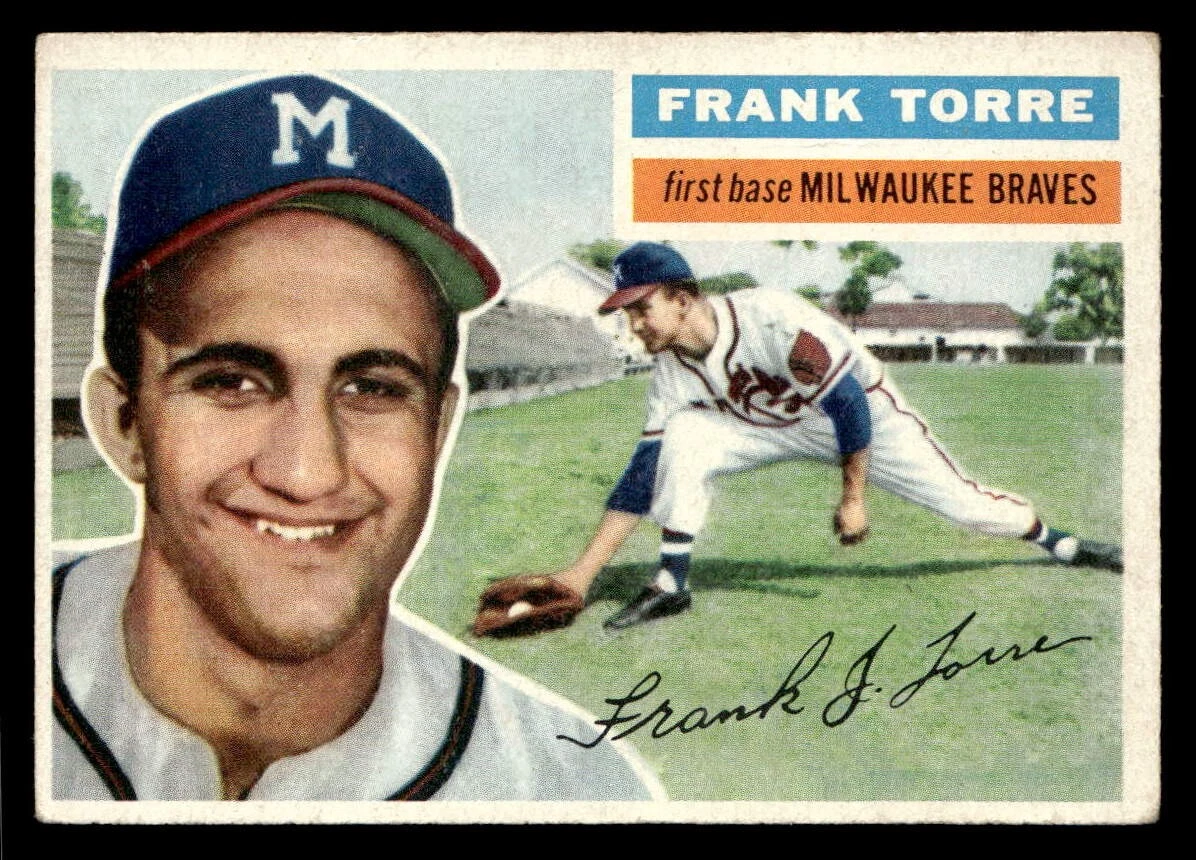 Frank Torre 1956 Topps Rookie Card #172 Milwaukee Braves VG-EX - $13.42