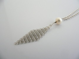 Tiffany &amp; Co Silver Peretti Pearl Mesh Necklace Dangle Charm Pendant Love Gift - £211.97 GBP