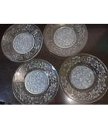 Princess House Fantasia Frosted Poinsetta Crystal Salad Plate  8” set of 4 - €38,74 EUR