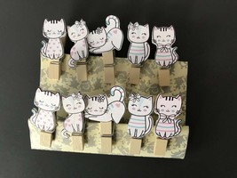 Cat Wooden Clips,wooden pegs,Clothespin Clips for Birthday Favors Decora... - $3.20+