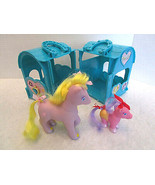 Vintage Tara Toy Pony Luv Aqua Horse Barn Double Stable w/ Mom &amp; Baby Po... - £15.65 GBP