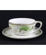 RS Germany Large White Roses &amp; Gold Cup and Saucer Set, Vintage c.1920s ... - £44.23 GBP