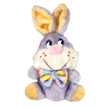 12&quot; Vintage Mty Purple Bunny Rabbit Rainbow Bow Stuffed Animal Plush Toy - £36.68 GBP