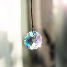 Crystal Suncatcher Datura Shaped Pendant Rainbow Feng Shui Hanging - $16.70 CAD