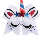 NEW 4th if July Patriotic Unicorn Girls Hair Tie Bow 7 Inches - $7.99
