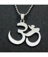OM NECKLACE Stainless Steel Pendant Chain Hindu Symbol Yoga Meditation O... - $162.44 MXN