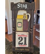 Vintage Stag Plastic Store Sign Calendar Holder Sits Light Easy FAUX Wood - $3,031.03 MXN