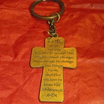 Beautiful vintage keychain~God grant me the serenity prayer on front of cross~ - £13.95 GBP