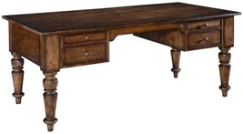 Desk Ashton Desk Dark Rustic Pecan Solid Wood Chunky Turned Legs 4-Drawer - £2,497.42 GBP