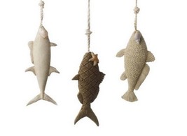 Midwest-CBK Christmas Ornaments Brown Resin Fish Set of 3 - £8.71 GBP