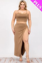 Plus Size Crop Cami &amp; Split Thigh Maxi Skirt Set - $24.00