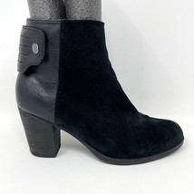 Clarks Womens Black Leather &amp; Suede Side Zip Heel Ankle Bootie Size 6.5 - $27.67