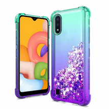 Liquid Quicksand Two-Tone Shockproof Tpu Case For Samsung A01 Light GREEN/PURPLE - £5.99 GBP