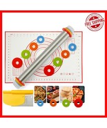 Adjustable Rolling Pin &amp; Silicone Baking Mat Set for Perfect Pastry Results - $35.63
