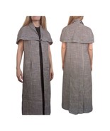 Vintage 60s Mod Black White Gingham Cloak Cape Red Lining S - $73.00