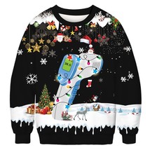 Christmas Print Sweatshirt Autumn Festival Funny Hip Hop Long Sleeve Sweatshirt  - £128.52 GBP