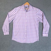 Kenneth Cole Reaction Button Up Shirt Men 16.5 34-35 Slim Fit Preppy Pla... - $14.55