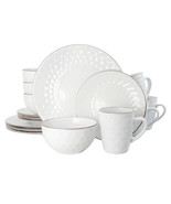 Elama&#39;s Luxurious Medici Pearl 16 Piece Dinnerware Set in Slate and Ston... - $133.88 CAD