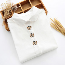 2021 Spring New Women Casual Embroidery Cotton White Shirt Long Sleeve Short Blo - £152.81 GBP