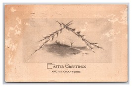 Easter Greetings and Good Wishies Landscape Pussy Willows DB Postcard H29 - £2.33 GBP