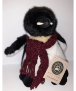 Boyd’s Bears Tuxie Waddlewalk Black &amp; White Penguin Maroon Scarf w/Tags 8&quot; - £11.73 GBP