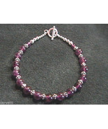 Amethyst and Sterling Silver Bali Bead Bracelet - 7.5&quot; - €14,52 EUR