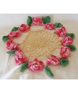 Very vintage rose crochet doily - £4.73 GBP