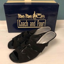 Coach and Four Sushem black patent kitten heel elastic strappy sandals s... - $49.50
