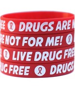 100 Child Red Ribbon Wristbands - Drugs Are Not For Me / Live Drug Free - £38.05 GBP