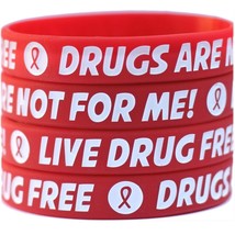 20 Adult 80 ChildRed Ribbon Wristbands - Drugs Are Not For Me / Live Dru... - £38.68 GBP