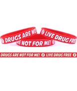 30 Adult 70 ChildRed Ribbon Wristbands - Drugs Are Not For Me / Live Dru... - £38.63 GBP