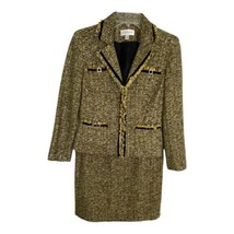 Conrad C Petite Jacket Skirt Set Size 2 Petite Black Gold Frill Shoulder... - $24.25