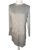 Any Body Women&#39;s Kangaroo-Pocket Sweater Dress XS Gray Crew Neck Long Sleeve-New - £12.78 GBP