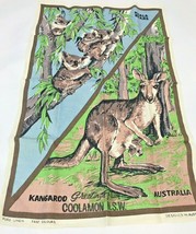 Vintage Linen Tea Towel Kitchen Australia Kangaroo Koala Bear 19 x 31  - £10.96 GBP
