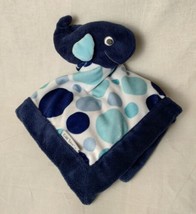 Carter’s Navy Blue WHALE Plush Baby Lovey Security Blanket Aqua Polka Dots 14” - $9.89