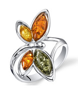 Sterling Silver Amber Dragonfly Ring - $115.73 CAD