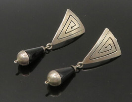 925 Sterling Silver - Vintage Black Onyx Cone Shape Dangle Earrings - EG11057 - £59.04 GBP