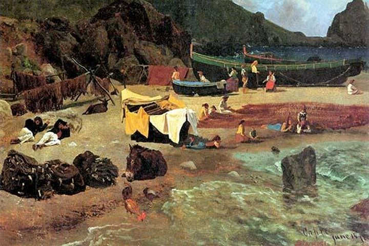 Fishing Boats on Capri by Albert Bierstadt - Art Print - £17.57 GBP - £157.46 GBP