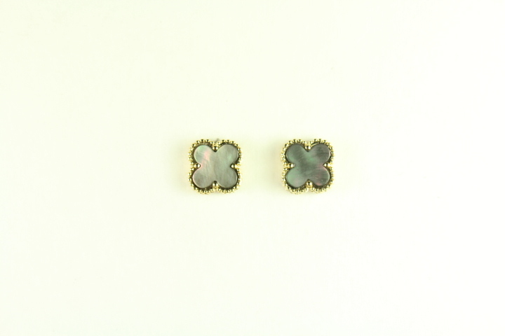 Mini Gray Mother of Pearl Motif Earrings
