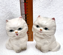White Fluffy Fat Kitten Cat Salt pepper Shakers 3" Japan Vintage Great S... - $24.26