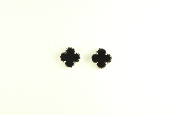 Mini Onyx Silver Plated Motif Earrings