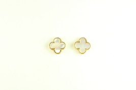 Mini Gold Plated Mother Of Pearl Motif Earrings - $30.00