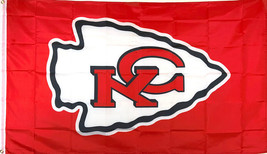 KANSAS CITY CHIEFS 3x5&#39; FLAG-BRASS GROMMETS IN/OUTDOOR- 100 D POLY QUALI... - £7.82 GBP