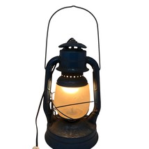 VTG  Dietz No. 2 D-Lite Lantern Clear Glass Blue NY Converted To Lamp - £157.69 GBP
