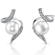 Sterling Silver 6.5mm Freshwater Pearl Button Earrings - £67.93 GBP