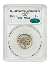 1925-S 5C PCGS/CAC MS64+ ex: D.L. Hansen - $4,583.25