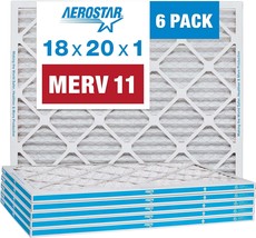 Aerostar 18X20X1 Merv 11 Pleated Air, Actual Size: 17 3/4&quot;X 19 3/4&quot; X 3/4&quot; - $52.99