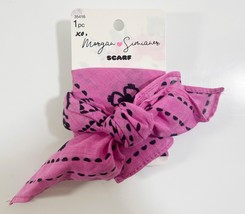 Scünci XO Morgan Simianer Pink &amp; Black Scarf Bandana Print Hair Tie Acce... - $8.42