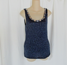 New York &amp; Co tank  top  tee bling  XS blue  metallic scoop neck sleeveless - £11.10 GBP